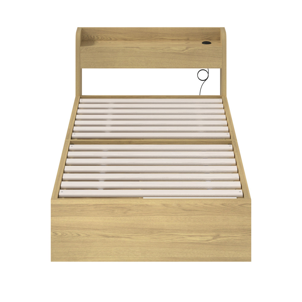 Single Queen King & Double Bed Frame with USB Charging Ports & 2 Storage Drawers Bedroom Furniture