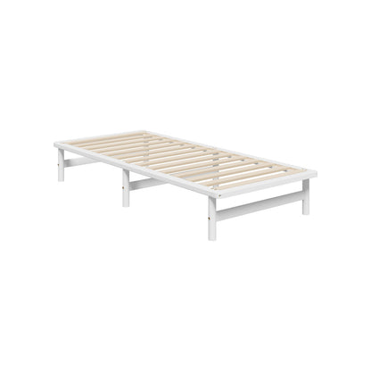 Wooden Bed Frame Single Size Solid Pine Timber White