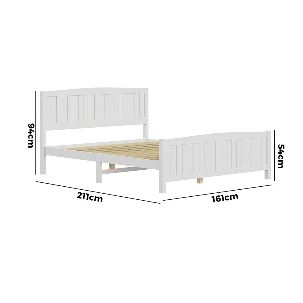 Bed Frame Double Size Timber Platform White