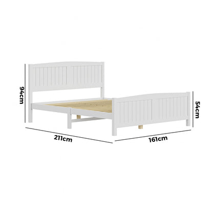 Bed Frame Double Size Timber Platform White
