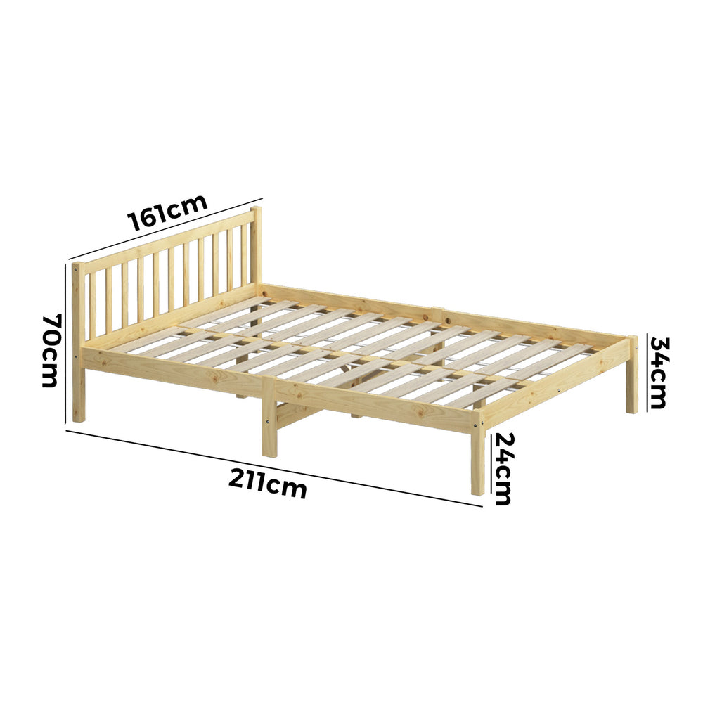 Wooden Bed Frame Mattress Base Slat Support Platform Bed