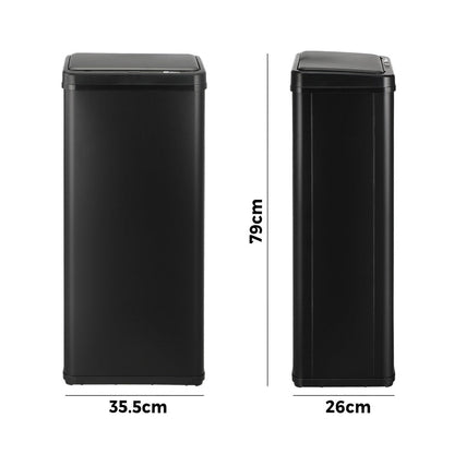 60L Motion Sensor Bin Stainless Steel Black