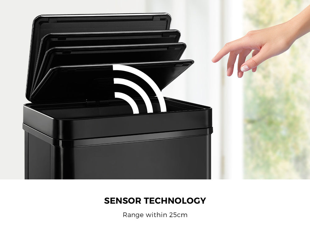 75L Motion Sensor Bin Automatic Rubbish Trash Can Black