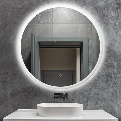 Bathroom LED Mirror 90cm Round Mirror Wall Mounted Vanity Mirror