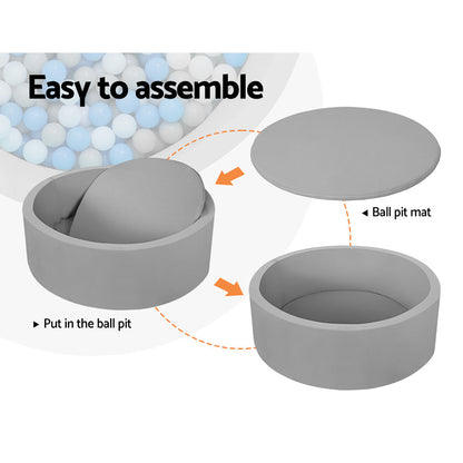 Kids Ocean Foam Ball Pit - 90x30CM Grey