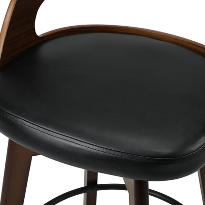 2x Bar Stools Swivel PU Leather Black