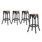 4x Bar Stools Dining Chair Rattan Seat Natural