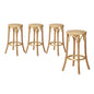 4x Bar Stools Dining Chair Rattan Seat Natural