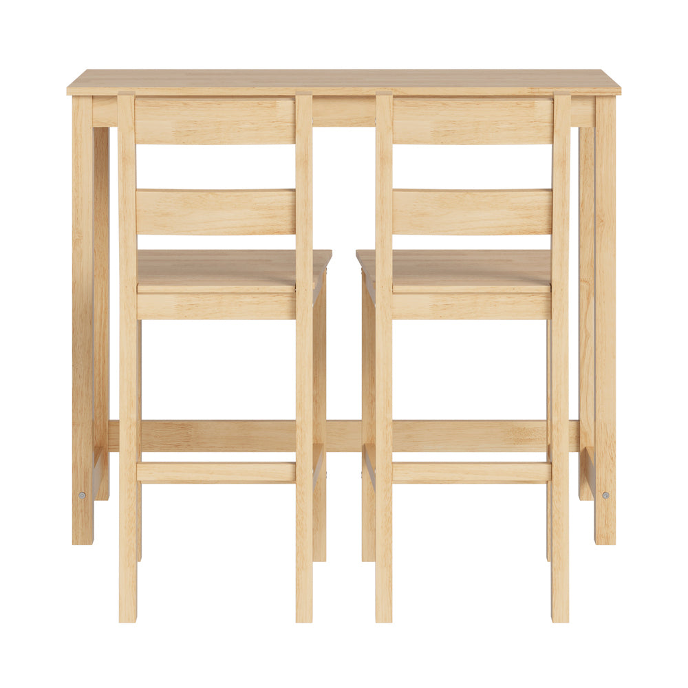 3PCS Bar Table Set Cafe Tables and 2 Stools Natural