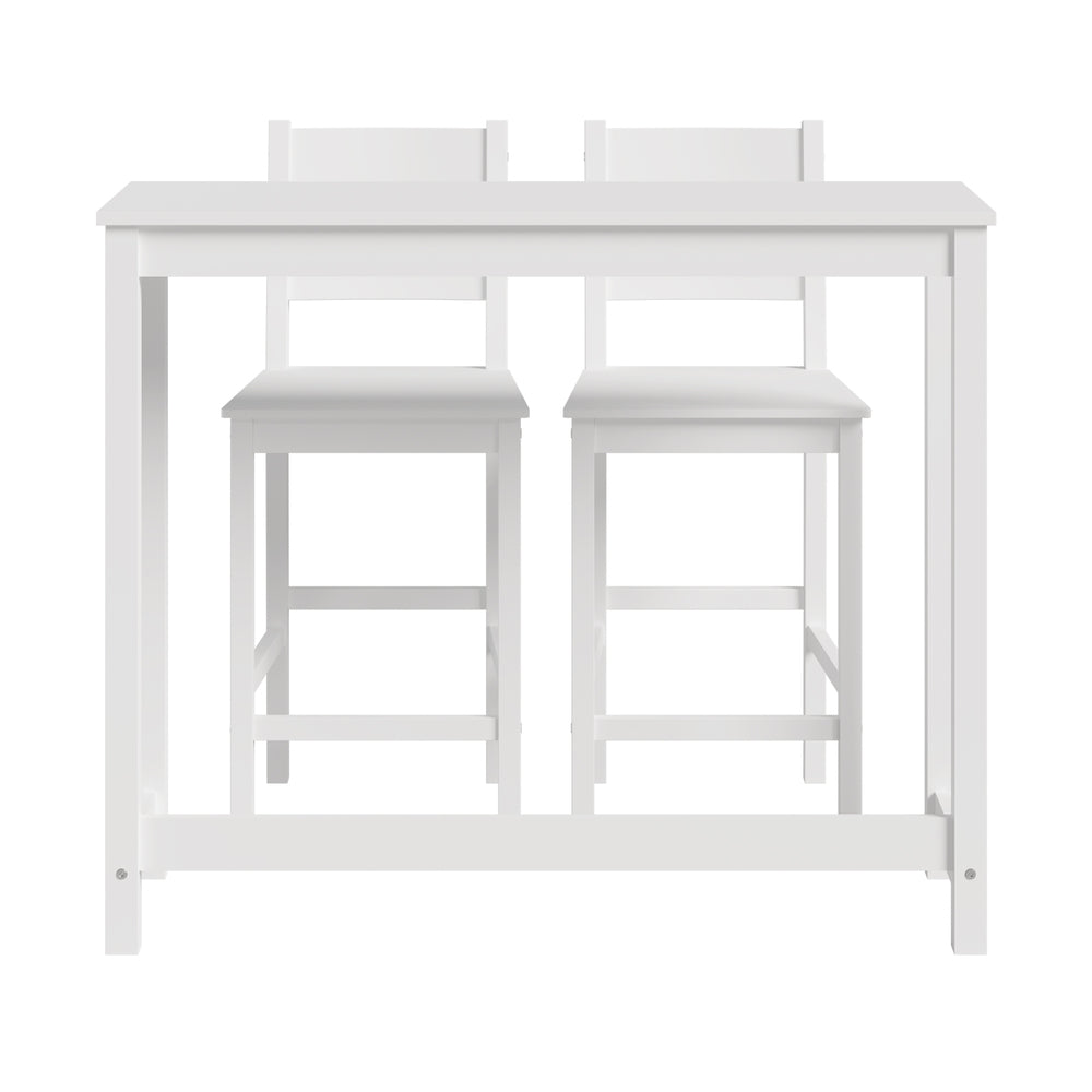 3PCS Bar Table Set Cafe Tables and 2 Stools Natural