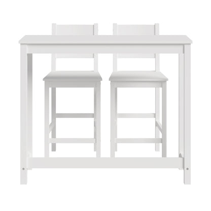 3PCS Bar Table Set Cafe Tables and 2 Stools Natural