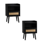Bedside Table Drawer Side End Table Rattan