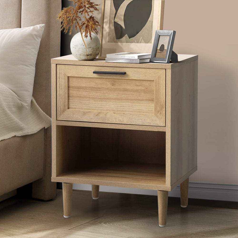 Bedside Table Nightstand 2 Drwers White