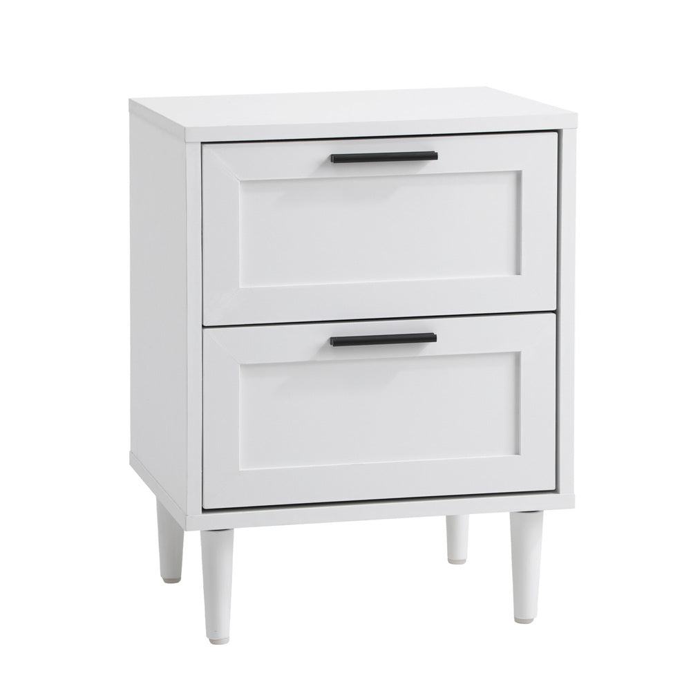 Bedside Table Nightstand 2 Drwers White