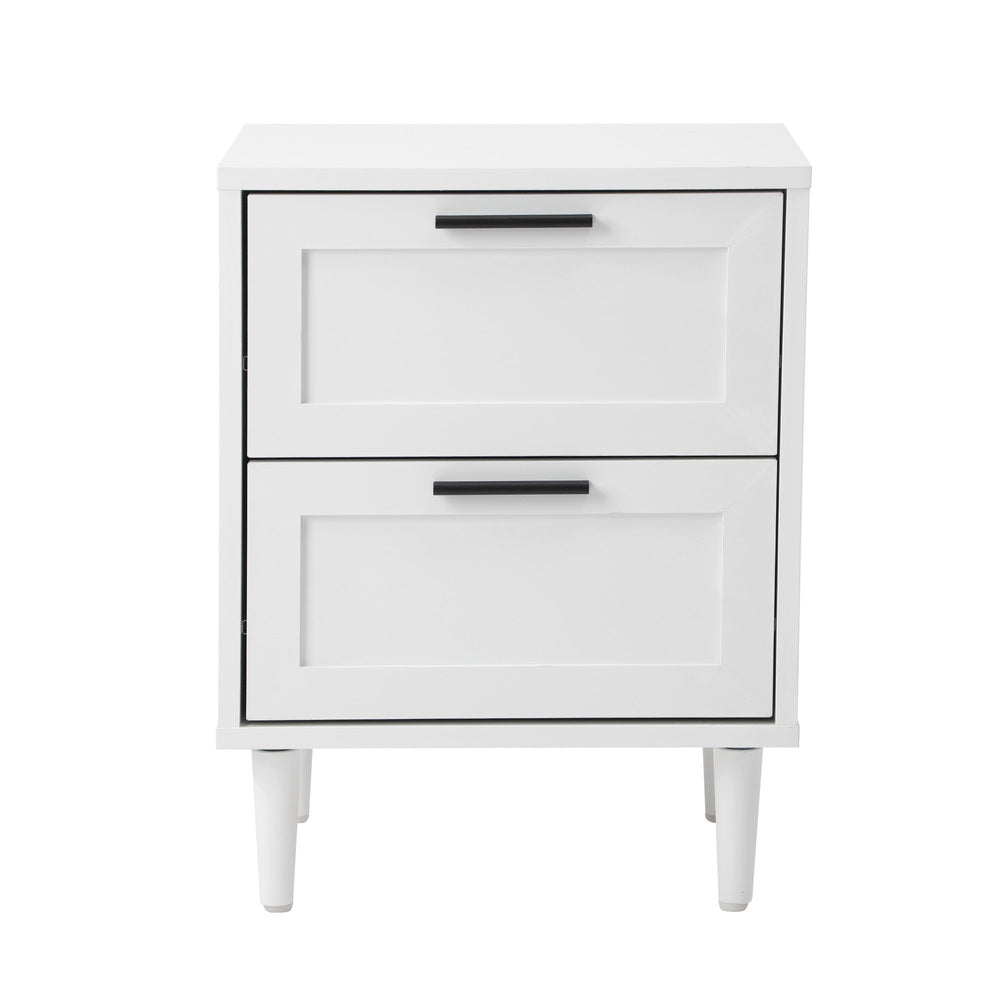 Bedside Table Nightstand 2 Drwers White