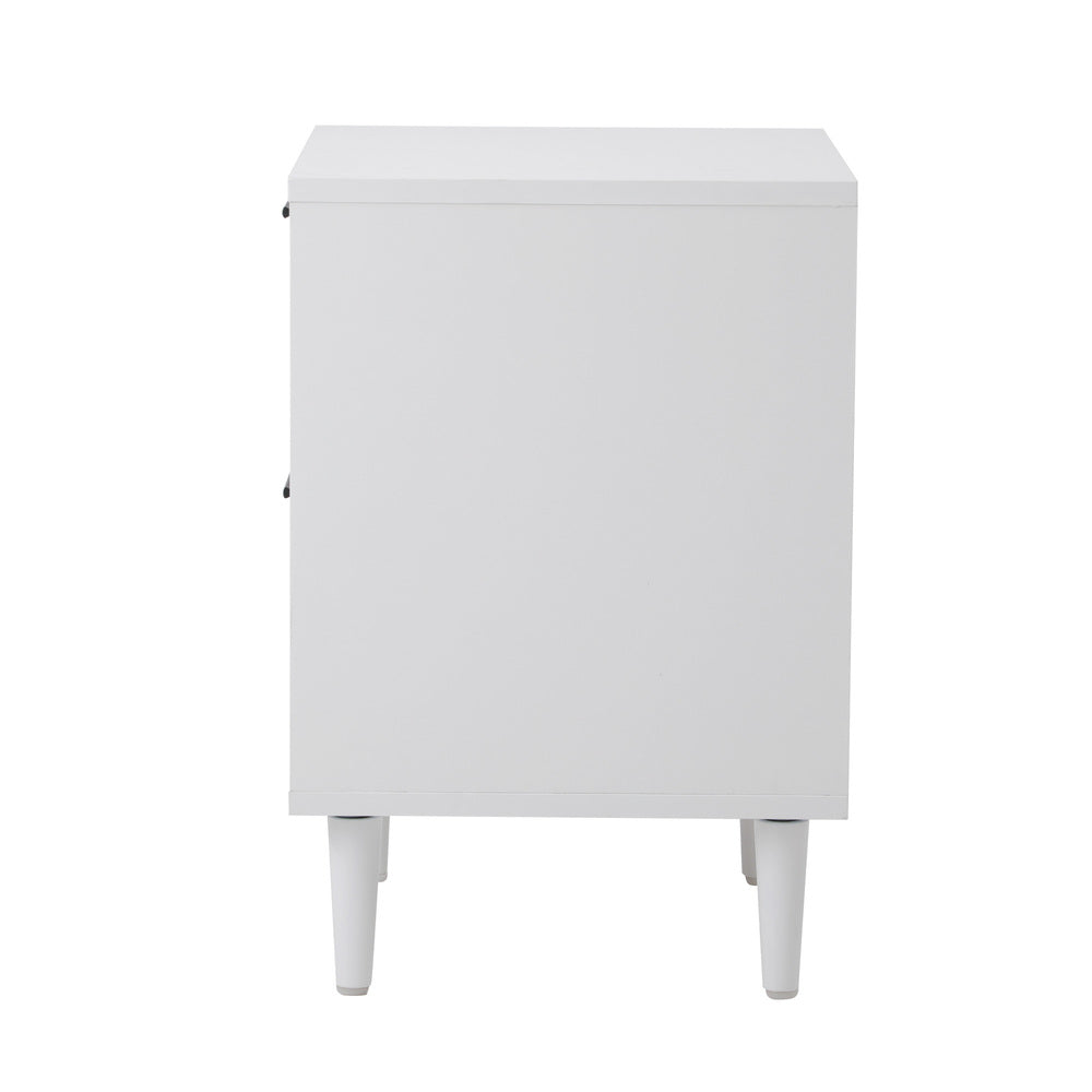 Bedside Table Nightstand 2 Drwers White