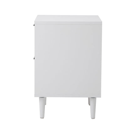 Bedside Table Nightstand 2 Drwers White