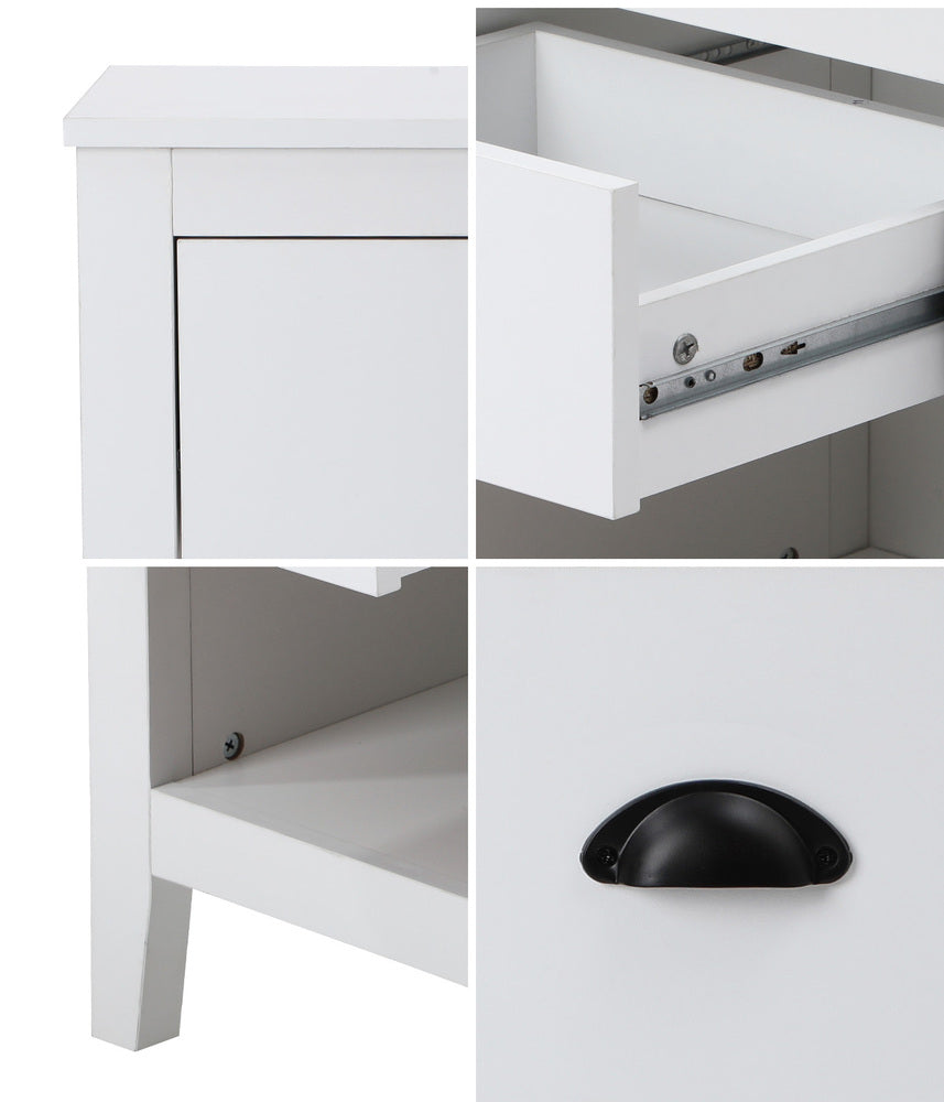 2x Bedside Table 2 Drawers Nightstand Vintage
