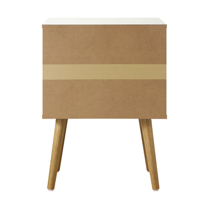 2X Bedside Tables with Leather Handle White