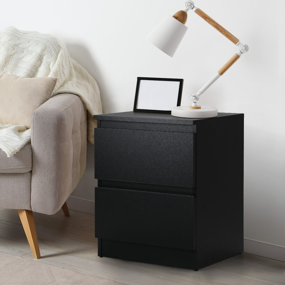Bedside Table Nightstand 2 Drawers Natural