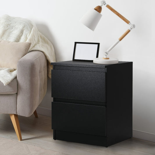 Bedside Table Nightstand 2 Drawers Natural