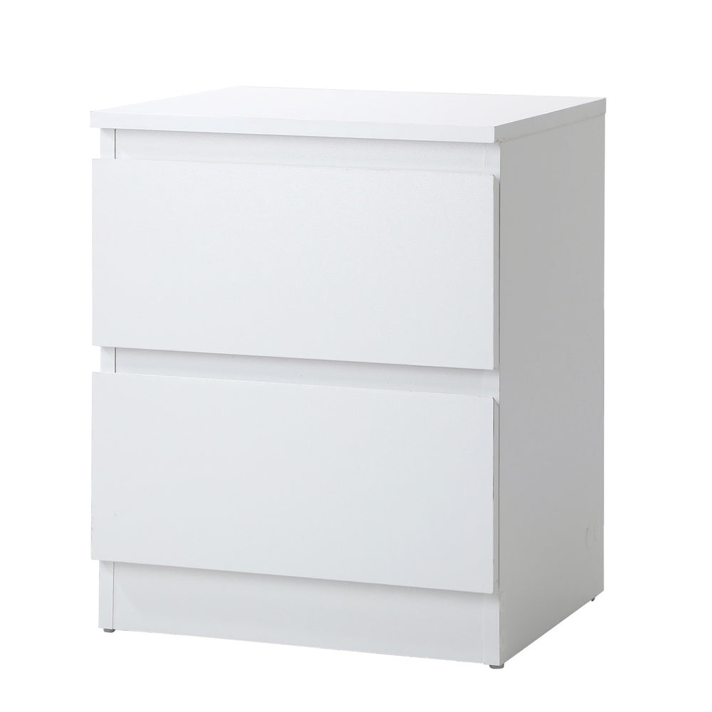 Bedside Table Nightstand 2 Drawers White