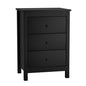 Bedside Table 3 Drawers Hamptons Furniture Black/White