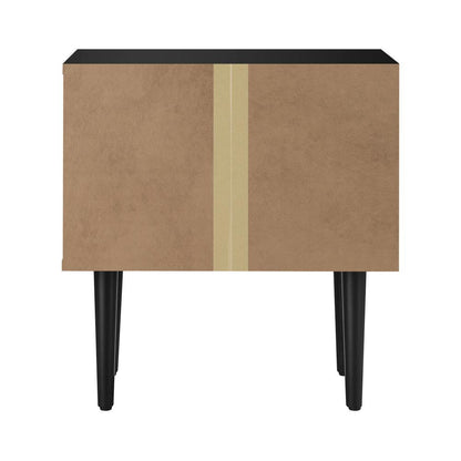 Bedside Table 2 Drawers Side Table Bedroom Furniture Storage Unit Black