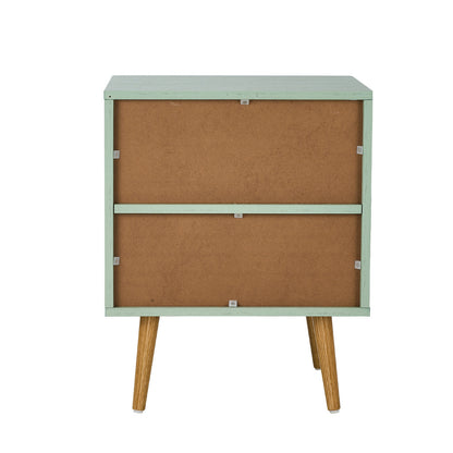 2x Bedside Table 1 Drawer Open Shelf Nightstand Green