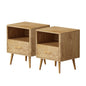 2x Bedside Table 1 Drawer Open Shelf Nightstand Green