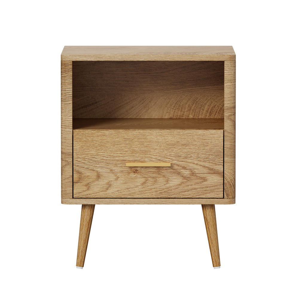 2x Bedside Table 1 Drawer Open Shelf Nightstand Green