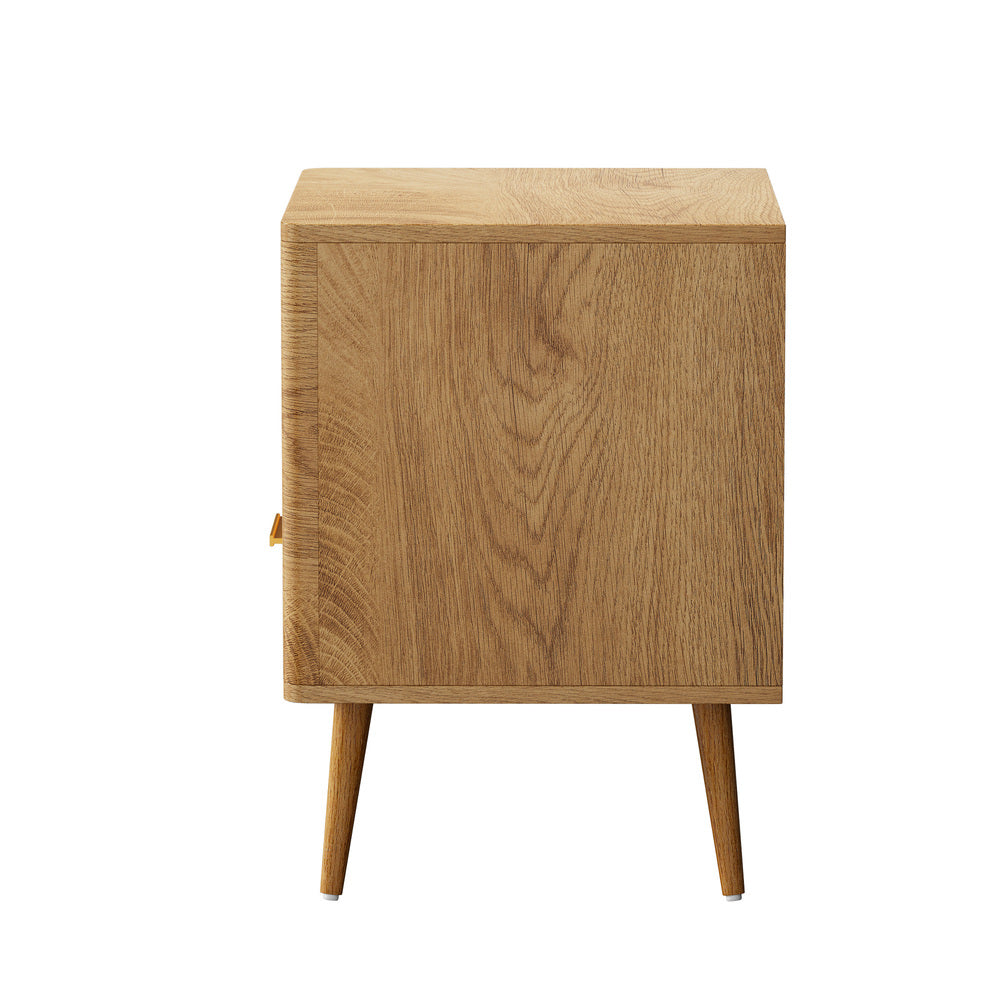 2x Bedside Table 1 Drawer Open Shelf Nightstand Green
