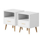 2x Bedside Table 1 Drawer Open Shelf Nightstand Green