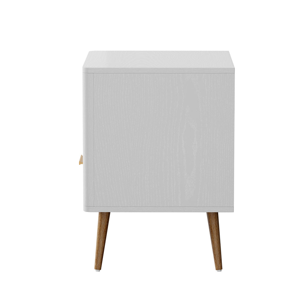 2x Bedside Table 1 Drawer Open Shelf Nightstand Green