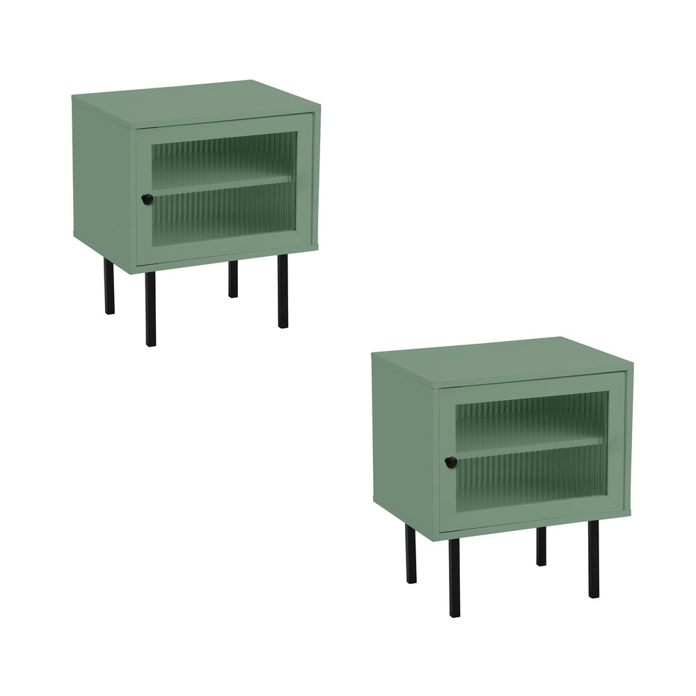 Bedside Tables Storage Cabinet Wood Black/Green/White
