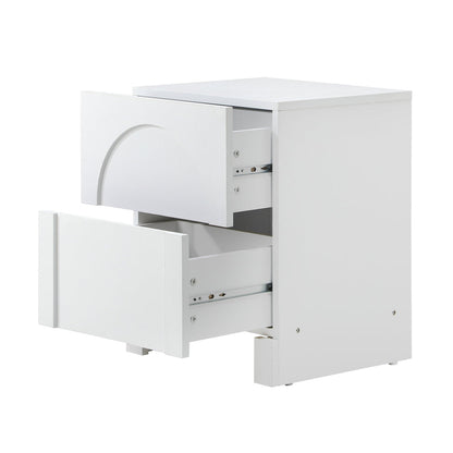 Bedside Table 2 Drawers Side Table White