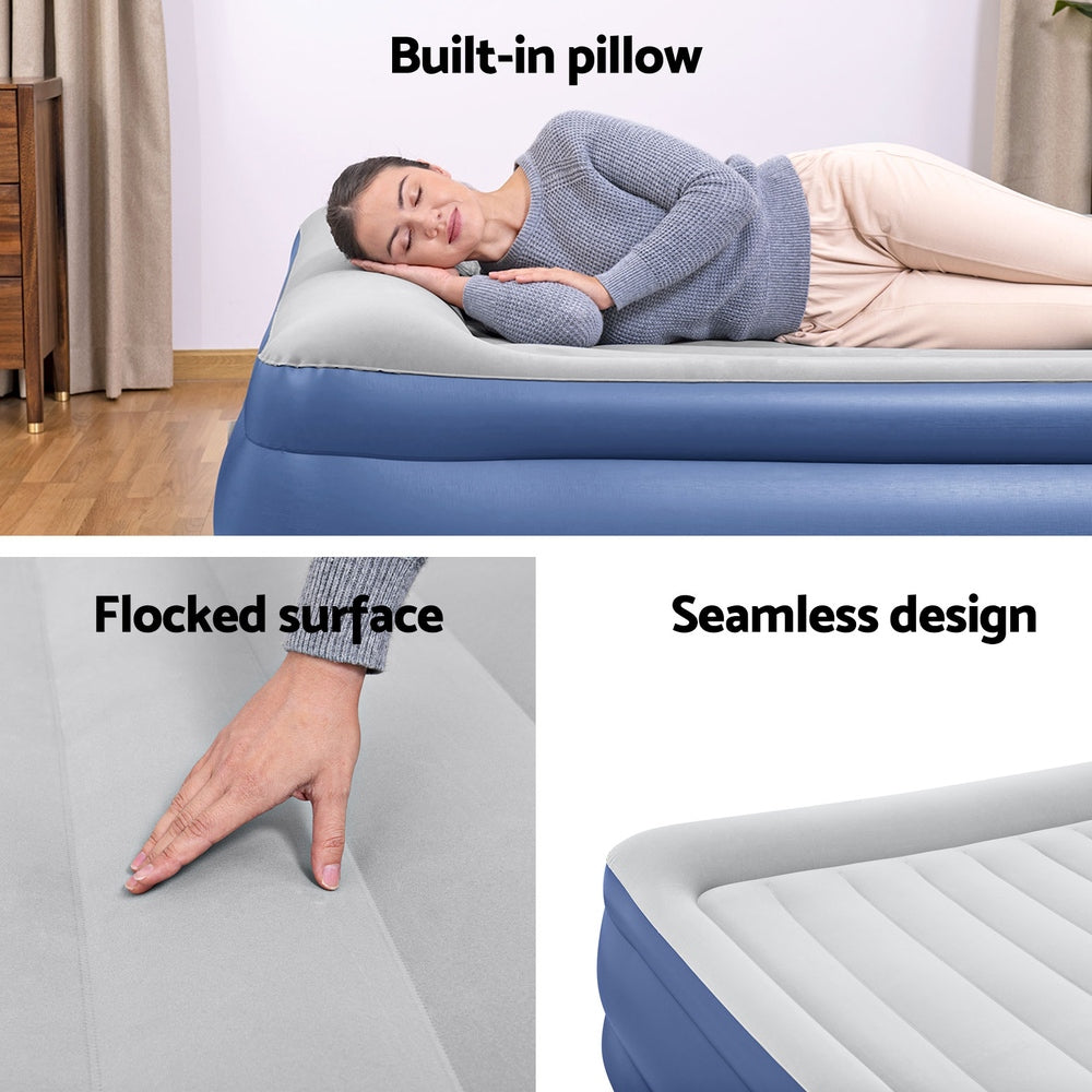Air Mattress King Inflatable Bed 56Cm Airbed Blue