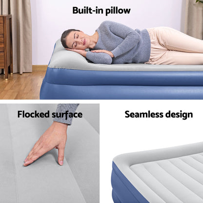 Air Mattress King Inflatable Bed 56Cm Airbed Blue
