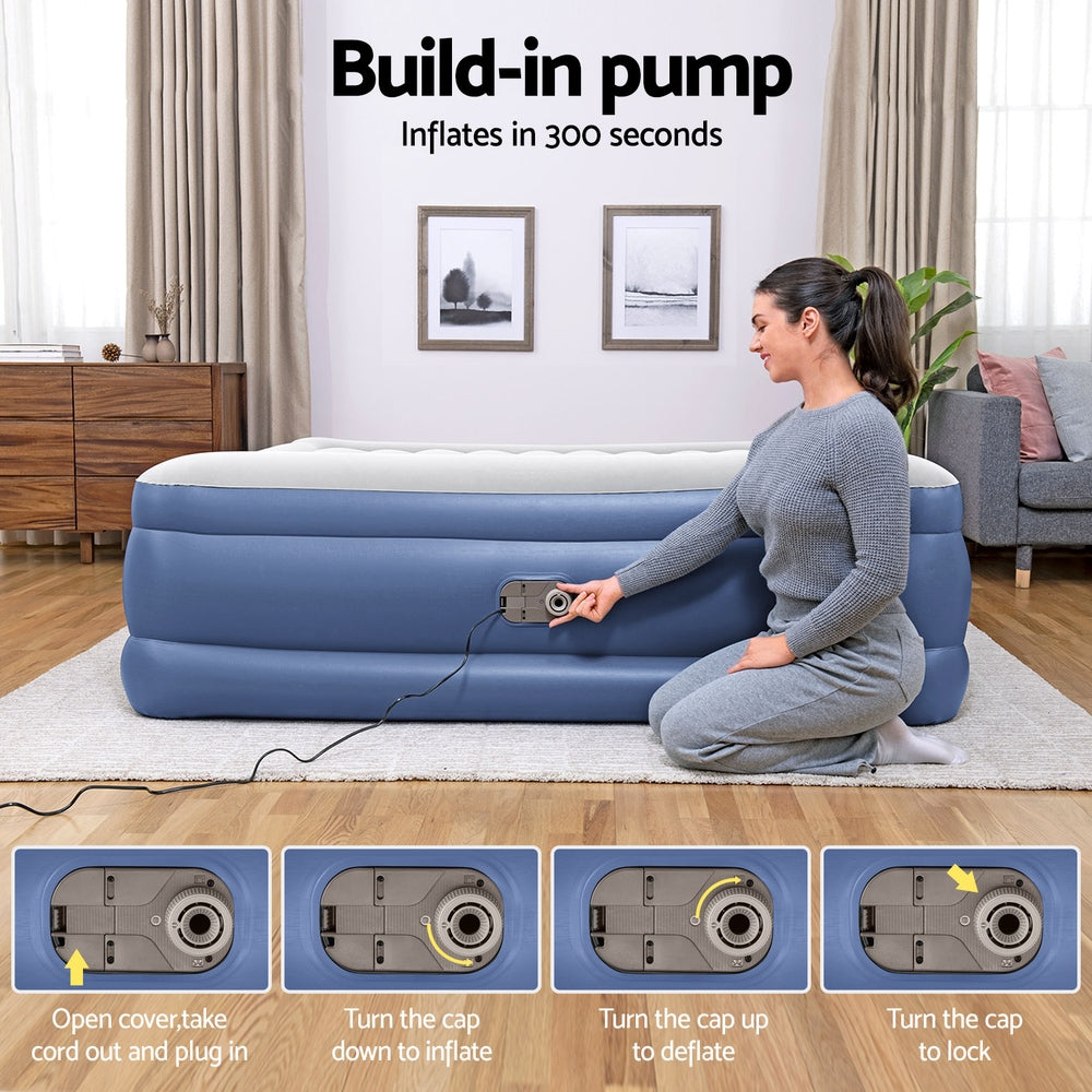 Air Mattress King Inflatable Bed 56Cm Airbed Blue