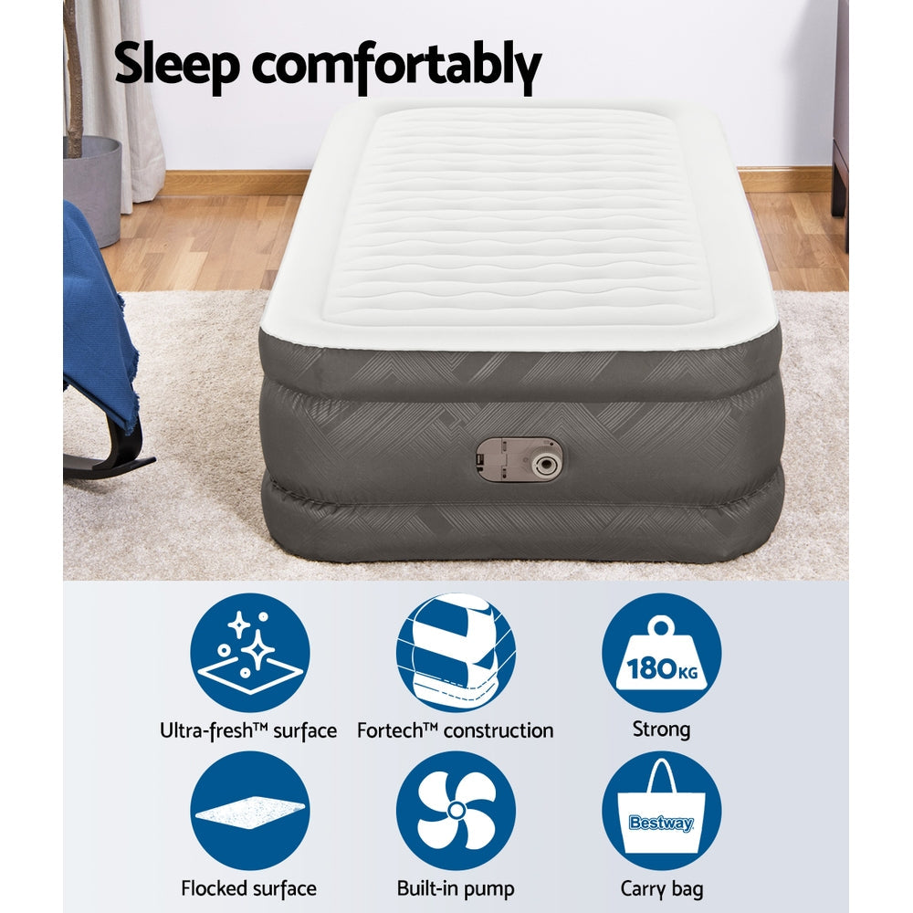 Air Mattress Single Inflatable Bed 46Cm Airbed Grey