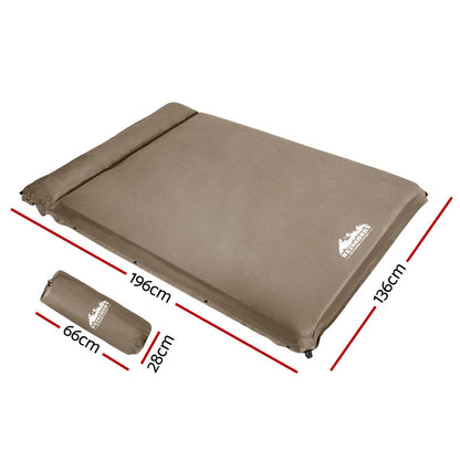 Self Inflating Mattress 10Cm Camping Mat Air Double Coffee