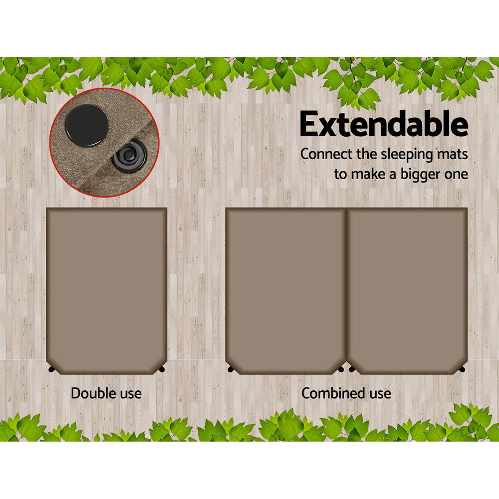 Self Inflating Mattress 10Cm Camping Mat Air Double Coffee