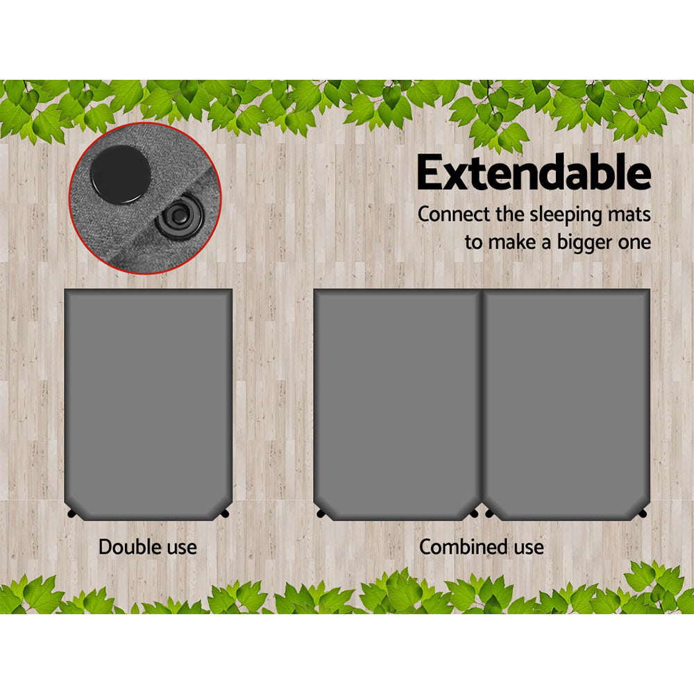Self Inflating Mattress 10Cm Camping Sleeping Mat Air Double Grey