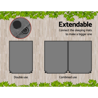 Self Inflating Mattress 10Cm Camping Sleeping Mat Air Double Grey