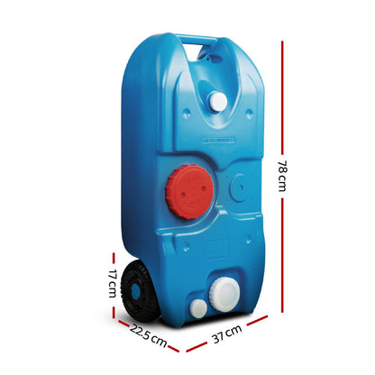 40L Portable Wheel Water Tank Camping Storage Blue