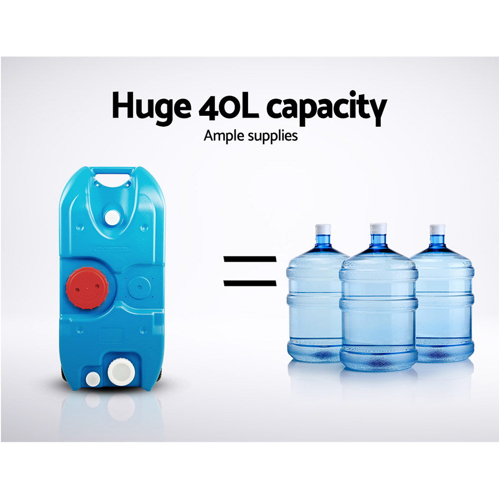 40L Portable Wheel Water Tank Camping Storage Blue