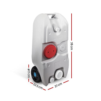 40L Portable Wheel Water Tank Camping Caravan Storage Grey