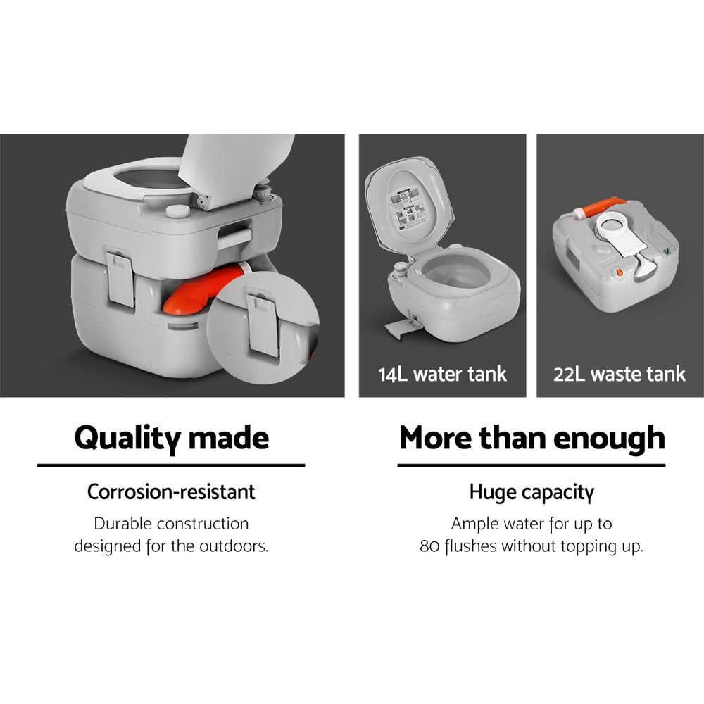 22L Portable Camping Toilet Flush Potty Boating