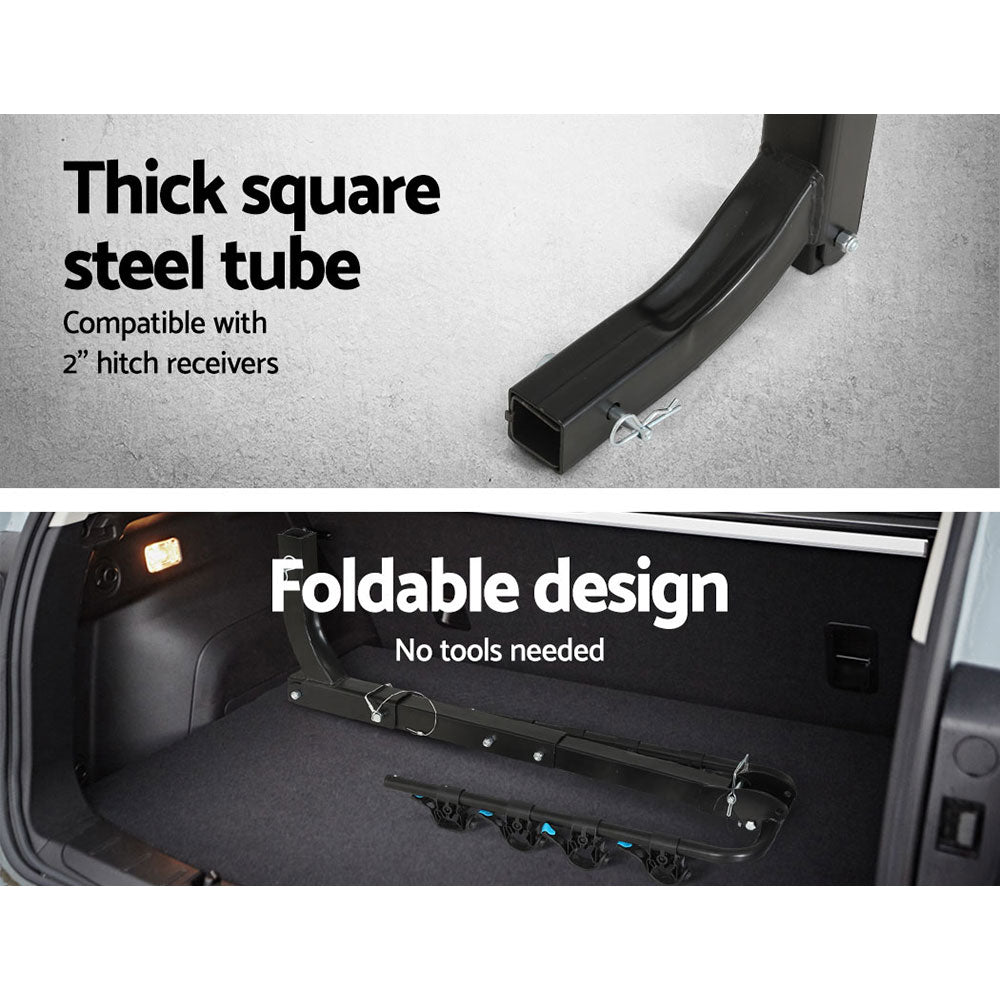 Foldable 4-Bike Rack For Car Rear Hitch Mount (2" Towbar)