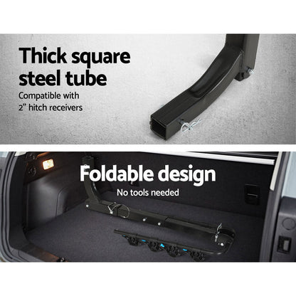 Foldable 4-Bike Rack For Car Rear Hitch Mount (2" Towbar)